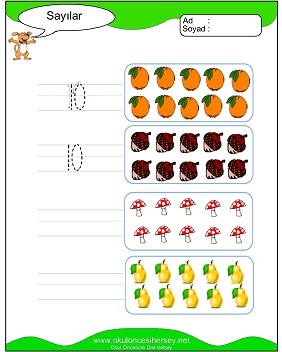 okul öncesi 1 sayısı çizgi çalışması